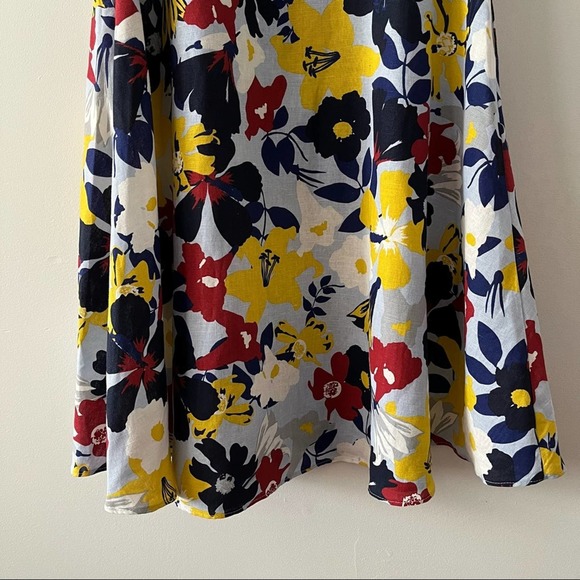 Zara Basic Denim Blue Floral Off the Shoulder Spring Button up Dress sz Large - Picture 8 of 11